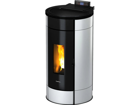 Freepoint Globe Pelletofen 10,5kW Automatik Pelletkaminofen Stahl Weiß