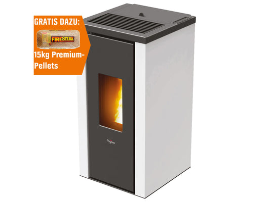 Pegaso Vera Pelletofen 7kW Automatik Pelletkaminofen Stahl Weiß