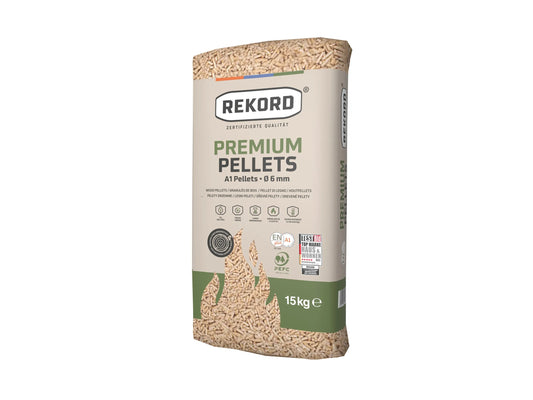 Premium Holzpellets 6 mm – Sackware auf 975 kg Palette (65 Säcke)