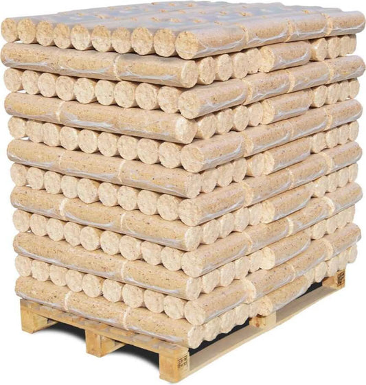 Premium Holzbriketts Rund aus Nadelholz | Ohne Zugloch | 96x 10kg Packungen (960kg Gesamt)