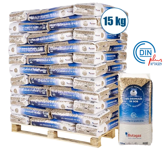 Butagaz Holzpellets Palette 990kg | 66x 15kg Säcke für Pelletöfen & Heizung