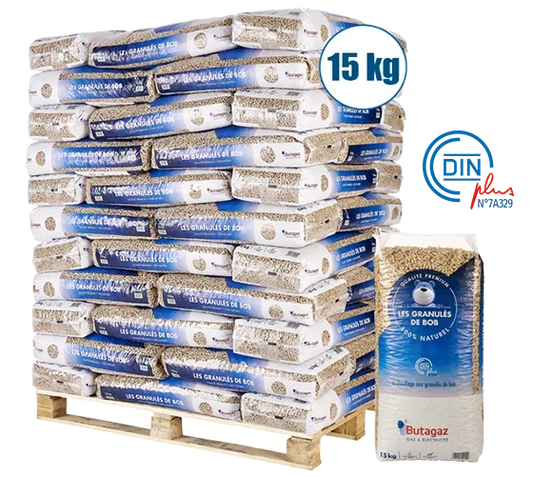 Butagaz Holzpellets Palette 990kg | 66x 15kg Säcke für Pelletöfen & Heizung
