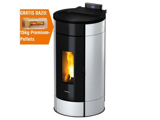 Freepoint Globe Pelletofen 10,5kW Automatik Pelletkaminofen Stahl Weiß