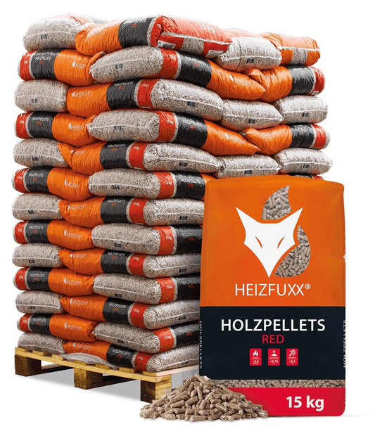 Heizfuxx® Red Holzpellets – Hartholz, ENplus® A1, 15 kg x 65 Säcke (975 kg Palette)