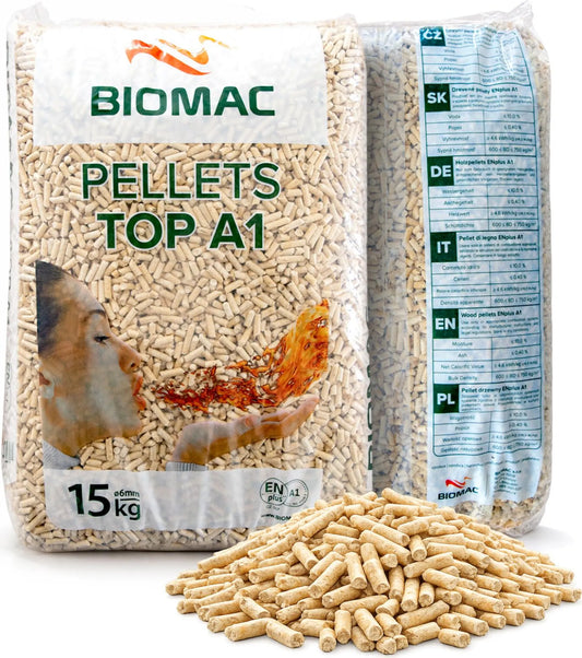 Holzpellets ENplus® A1 Premium – 975 kg Palette (65 Säcke) aus Fichte & Kiefer (6 mm)