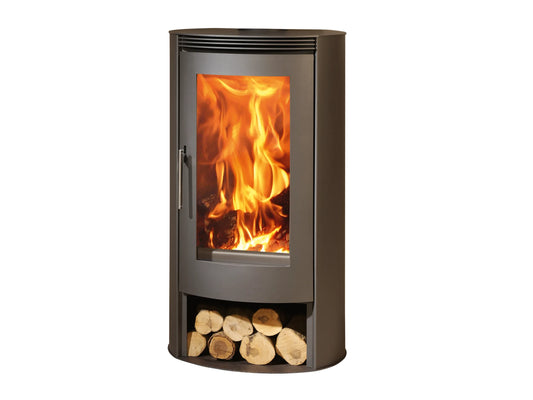 Panadero Delta EcoDesign Kaminofen 8kW Panorama-Holzofen Stahl Schwarz