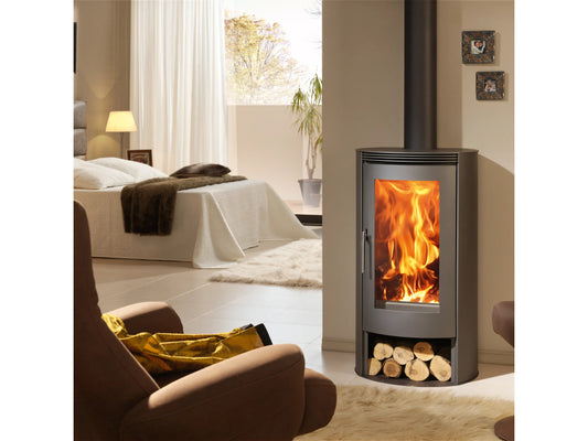 Panadero Delta EcoDesign Kaminofen 8kW Panorama-Holzofen Stahl Schwarz