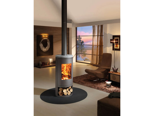 Panadero EcoDesign Kaminofen 7,4kW Holzofen Stahl Schwarz-Metallic