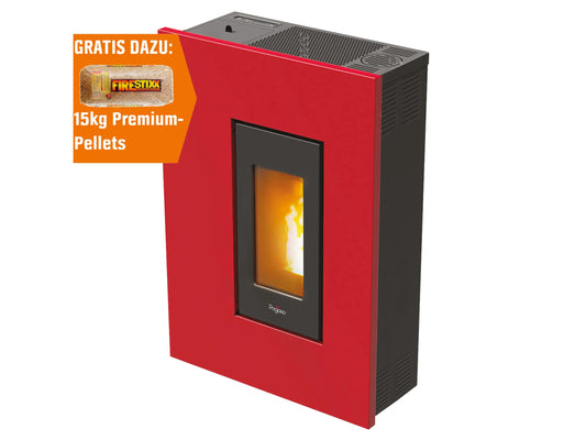 Pegaso Madison Pelletofen 5,3kW Automatik Pelletkaminofen Stahl Bordeaux