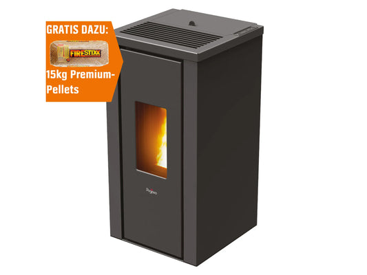 Pegaso Vera Pelletofen 7kW Automatik Pelletkaminofen Stahl Anthrazit