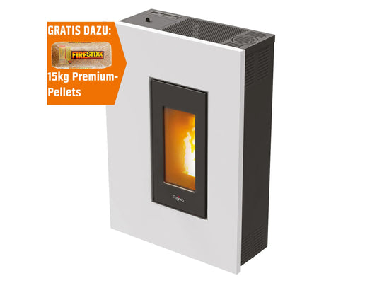 Pegaso Madison Pelletofen 5,3kW Automatik Pelletkaminofen Stahl Weiß