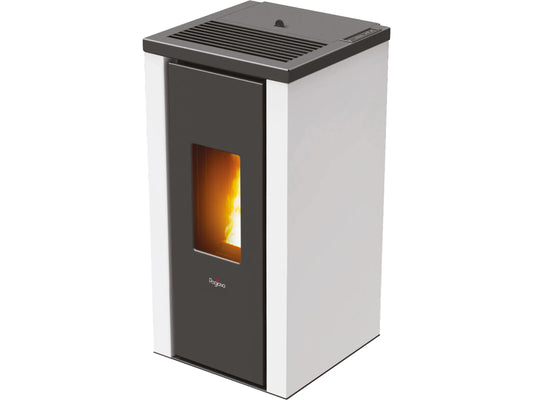 Pegaso Vera Pelletofen 7kW Automatik Pelletkaminofen Stahl Weiß