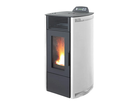 Rowi Pelletofen 7,7kW Pelletkaminofen Stahl Weiß