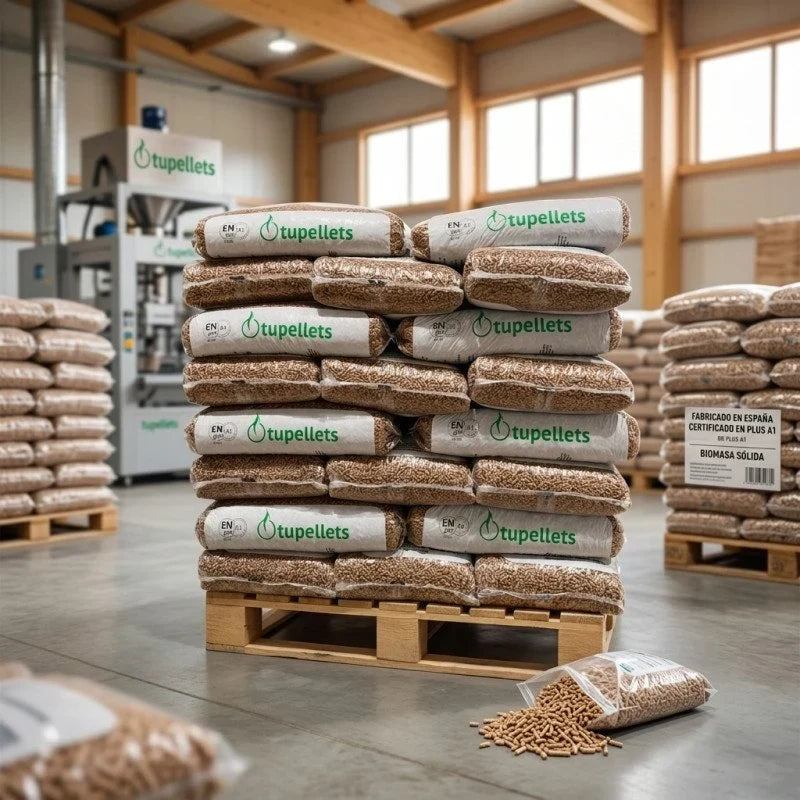 Holzpellets 100% Natur zum Heizen | 65x 15kg Säcke (975kg Palette) | Premium Brennstoff