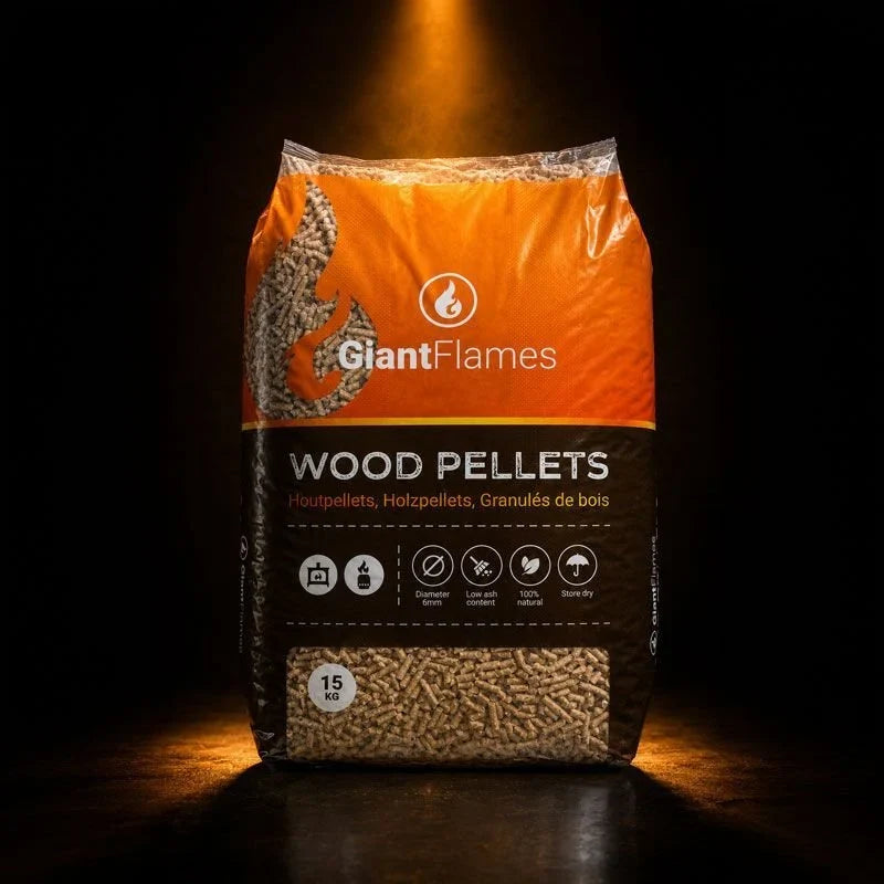Giant Flames Holzpellets Palette 975kg | 65x 15kg Säcke für Pelletöfen & Heizung