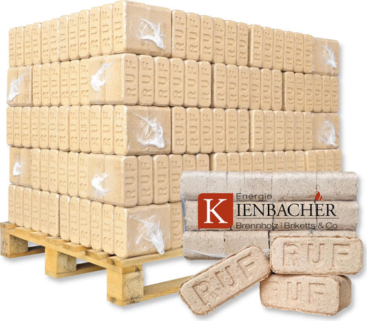 RUF Hartholzbriketts aus Buche & Eiche | Energie Kienbacher | 60x 10kg (600kg Palette)
